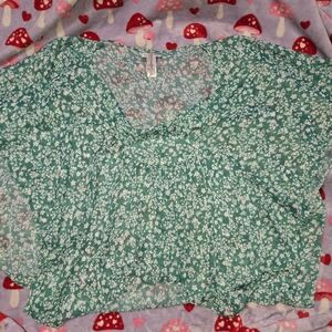 Laundry by Design Teal Floral Blouse